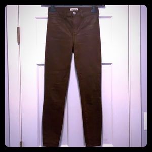 L’Agence Choc Brown Coated Cotton Skinny Jean Sz24